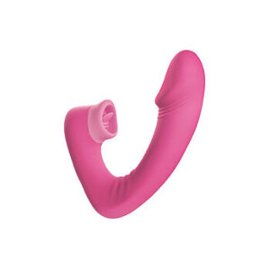 Zeta - Puettava vibraattori, kahdella moottorilla, kielen muotoisella ulokkeella, tehokas, ladattava, silikoninen, pinkki